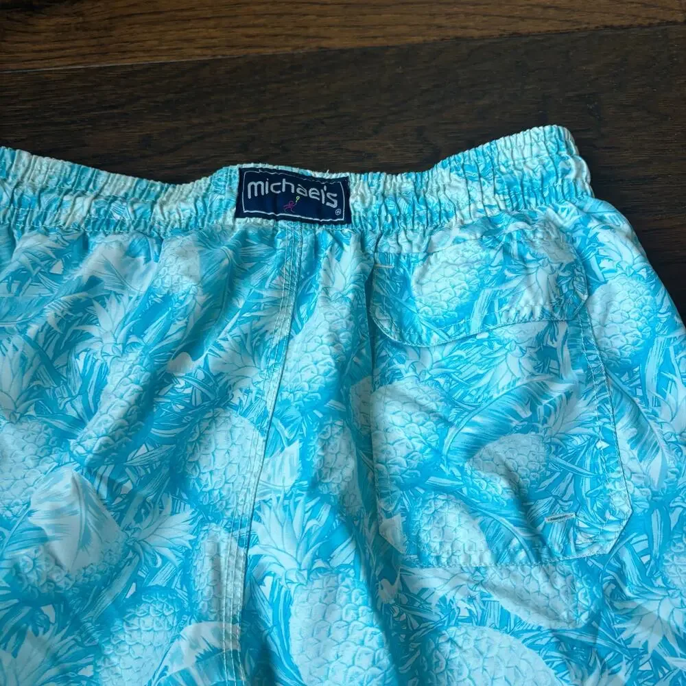 Michael’s Men’s‎ Pineapple Swim Shorts Blue Size M Bathing Suit